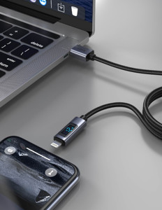 Obrazek KABEL SWISSTEN LCD USB/LIGHTNING 1m z wyświetlaczem