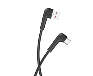 Obrazek Maxlife kabel kątowy USB/USB-C 1m 3A czarny MXUC-09