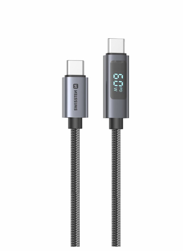 Obrazek KABEL SWISSTEN LCD USB-C/USB-C 1m z wyświetlaczem