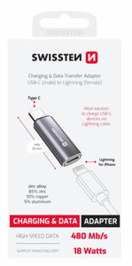 Obrazek SWISSTEN ADAPTER ŁADOWANIA SREBRNY USB-C/LIGHTNING