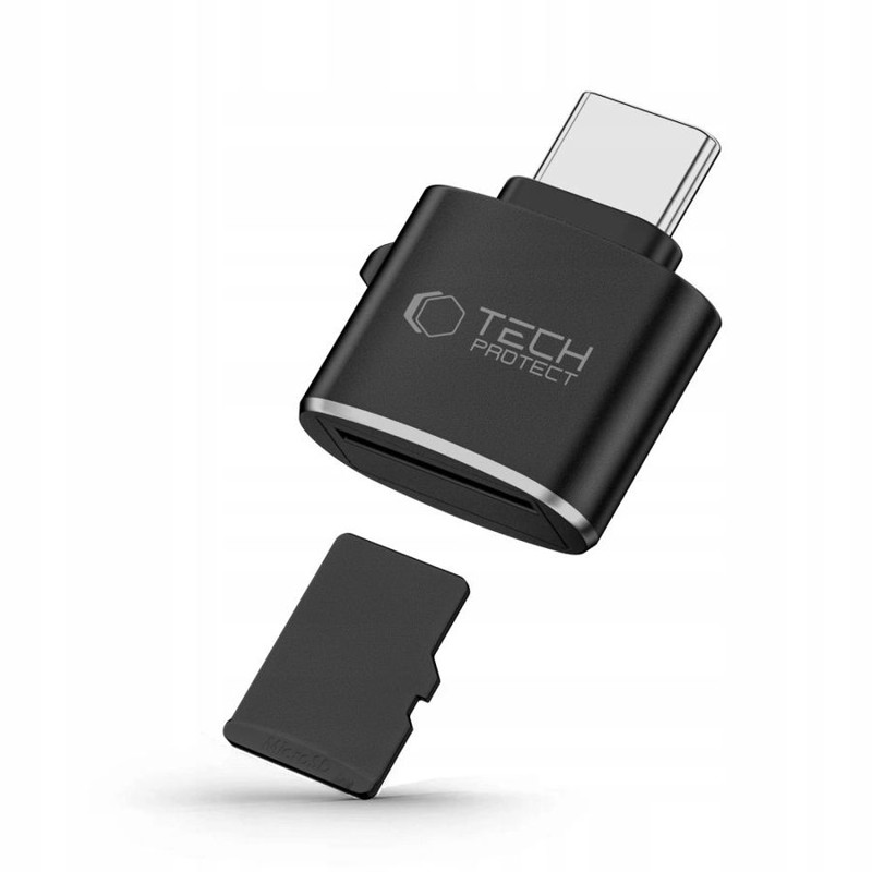 Obrazek TECH-PROTECT CZYTNIK KART ULTRABOOST USB-C MICRO SD/TF BLACK