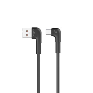 Obrazek Maxlife kabel kątowy USB/USB-C 2m 3A czarny MXUC-09