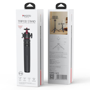 Obrazek Yesido SF26 Tripod z Uchwytem na Kamerę i Lampę Doświetlającą <65cm, CZARNY