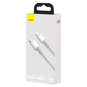 Obrazek KABEL BASEUS HIGH DENSITY BRAIDED UBS-C/LIGHTNING 20W 5A PD 1M WHITE