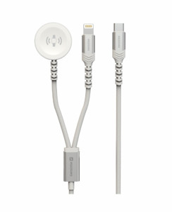 Obrazek KABEL SWISSTEN 2w1 APPLE WATCH+LIGHTNING /USB-C 1,2m BIAŁY
