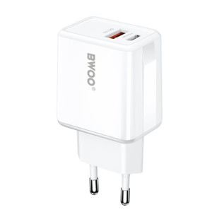 Obrazek BWOO ładowarka sieciowa CDA182 QC 38W USB USB-C biały + kabel USB-C 1m