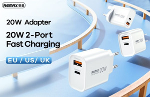 Obrazek Ładowarka sieciowa REMAX KIDDY SERIES 20W RP-U120 USB/USB-C WHITE