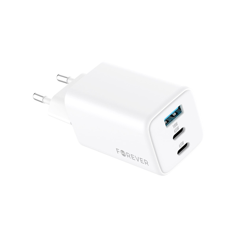 Obrazek Forever ładowarka sieciowa GAN PD TC-08-65AC 65W 2x USB-C USB biały