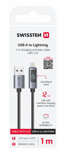 Obrazek KABEL SWISSTEN LCD USB/LIGHTNING 1m z wyświetlaczem