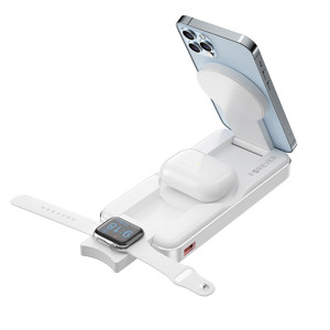 Obrazek Forever powerbank bezprzewodowy 3w1 MATB-300 10000 mAh biały