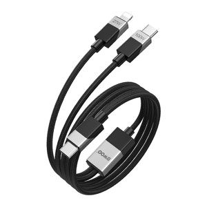 Obrazek BWOO kabel Pleciony 2w1 USB-C - USB-C i Lightning 1m 100W/27W czarny