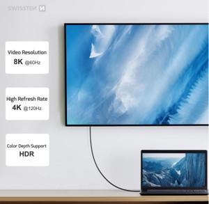 Obrazek KABEL SWISSTEN USB-C 240W 8K/60Hz 40Gb/s 0,5m czarny TB3, TB4