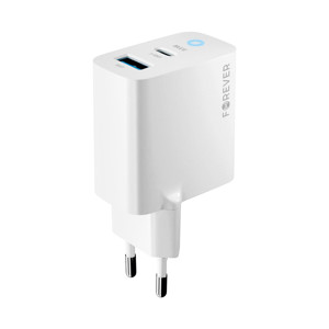 Obrazek Forever ładowarka sieciowa GaN PD QC TC-06-33AC 1x USB-C 1x USB 33W biała