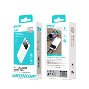 Obrazek BWOO Ultra cienki power bank 22,5W, 10000 mAh, biały
