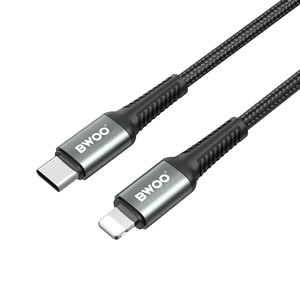 Obrazek BWOO kabel Pleciony USB-C - Lightning 3m 30W czarny