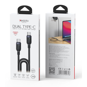 Obrazek Yesido Kabel CA192 60W Type-C/Type-C 2m 3A, BLACK / CZARNY