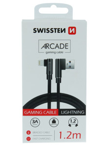 Obrazek KABEL SWISSTEN ARCADE USB/LIGHTNING 1,2m czarny kątowy
