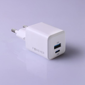 Obrazek Forever ładowarka sieciowa GaN PD QC TC-08-30AC 1x USB-C 1x USB 30W biała