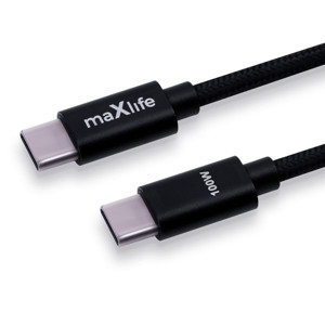 Obrazek Maxlife kabel MXuC-12 USB-C/USB-C 100W 2m czarny
