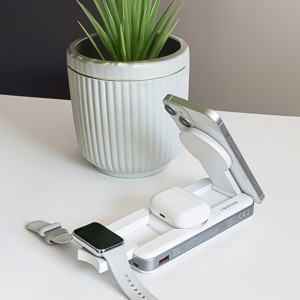 Obrazek Forever powerbank bezprzewodowy 3w1 MATB-300 10000 mAh biały