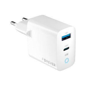 Obrazek Forever ładowarka sieciowa GAN PD TC-06-45AC 45W 1x USB-C 1x USB biały