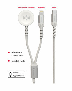 Obrazek KABEL SWISSTEN 2w1 APPLE WATCH+LIGHTNING /USB-C 1,2m BIAŁY
