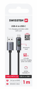 Obrazek KABEL SWISSTEN LCD USB/USB-C 1m z wyświetlaczem