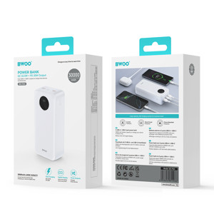 Obrazek BWOO Power bank 22,5W, 30000 mAh z wyświetlaczem LCD, biały