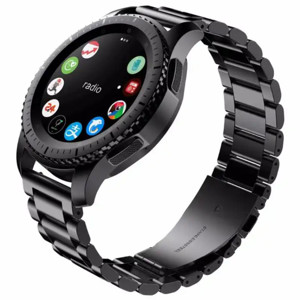 Obrazek Pasek ze stali nierdzewnej do zegarka / smartwatch 22mm, BLACK / CZARNY