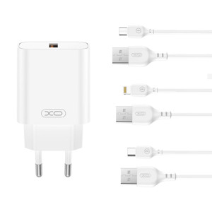 Obrazek XO ładowarka sieciowa CE33 QC 18W 1x USB BIAŁA + KABEL LIGHTNING