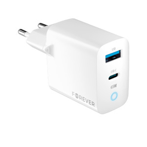 Obrazek Forever ładowarka sieciowa GAN PD TC-06-65AC 65W 1x USB-C 1x USB biały