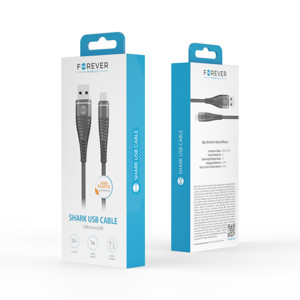Obrazek Forever kabel Shark USB - microUSB 1,0 m 2A czarny