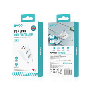 Obrazek BWOO ładowarka sieciowa PD CDA156 2x USB-C 1x USB 20W biała
