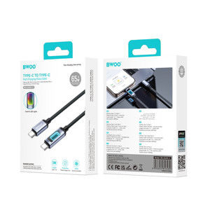 Obrazek BWOO kabel Pleciony X324CC PD 60W 1m USB-C/USB-C z podświetleniem