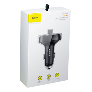 Obrazek Ładowarka SAM.BASEUS + TRANSMITER FM T-TYPED S-09 BLUETOOTH BLACK