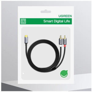 Obrazek Ugreen kabel audio dźwiękowy USB-C/2RCA 1,5m szary CM451