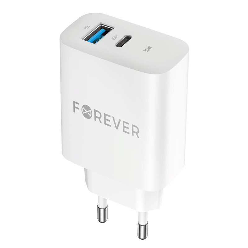 Obrazek Forever ładowarka sieciowa PD QC TC-07-30AC 1x USB-C 1x USB 30W biała