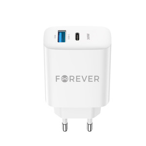 Obrazek Forever ładowarka sieciowa PD QC TC-07-30AC 1x USB-C 1x USB 30W biała