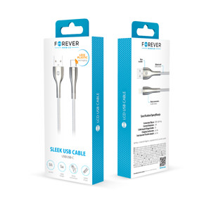 Obrazek Forever kabel Sleek USB - USB-C 1,0 m 3A biały