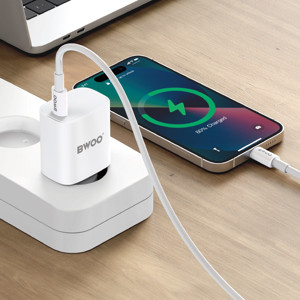 Obrazek BWOO ładowarka sieciowa PD CDA159 USB-C + kabel USB-C - USB-C 20W biała