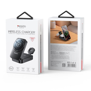 Obrazek Yesido ładowarka indukcyjna DS27 15W (Stand) 3w1 (do Apple Watch), BLACK / CZARNY
