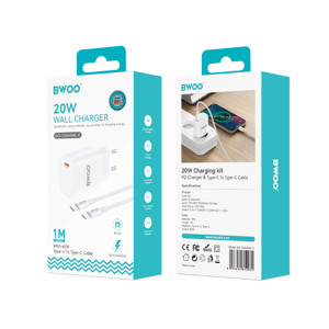 Obrazek BWOO ładowarka sieciowa PD CDA159 USB-C + kabel USB-C - USB-C 20W biała