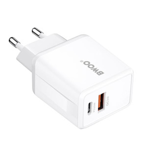 Obrazek BWOO ładowarka sieciowa CDA182 QC 38W USB USB-C biały + kabel Lightning 1m