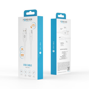 Obrazek Forever kabel USB - USB-C 1,0 m 6A biały