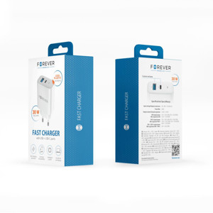 Obrazek Forever ładowarka sieciowa PD QC TC-07-30AC 1x USB-C 1x USB 30W biała