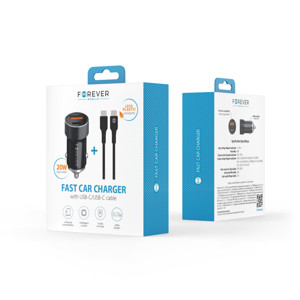 Obrazek Forever ładowarka Samsung PD QC CC-06 1xUSB-C 1xUSB 20W czarna + kabel USB-C/USB-C 60W