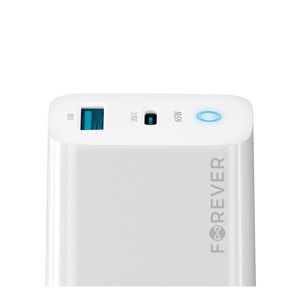 Obrazek Forever ładowarka sieciowa GAN PD TC-06-65AC 65W 1x USB-C 1x USB biały