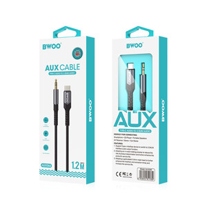 Obrazek BWOO kabel AUX 3.5mm - USB-C BO-AUX066 czarny